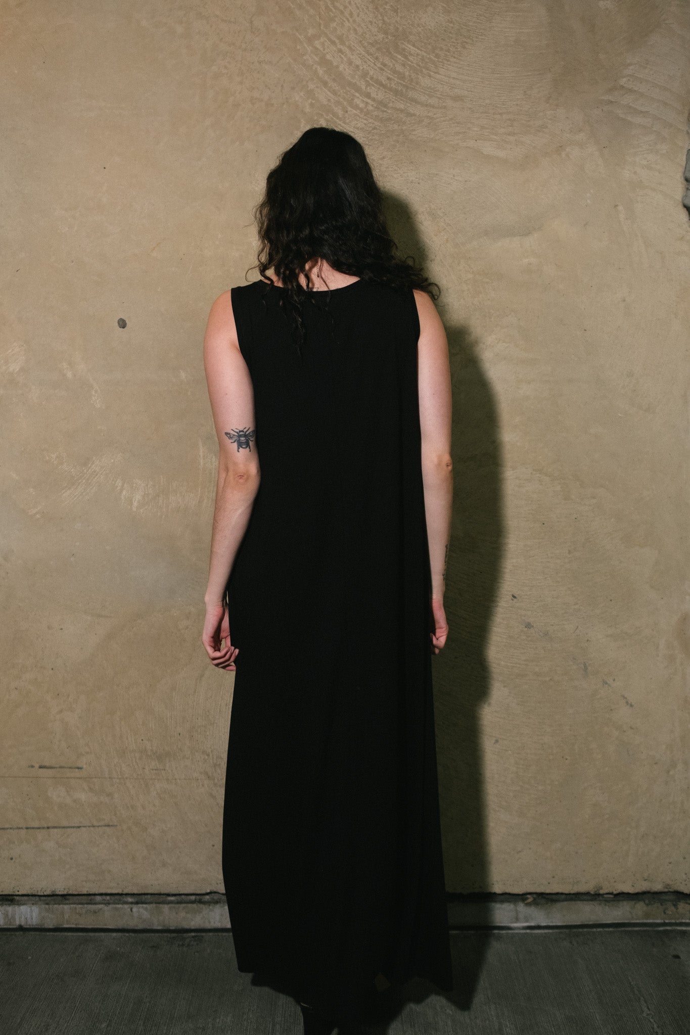 Elene | Black Jersey Crew Neck Dress