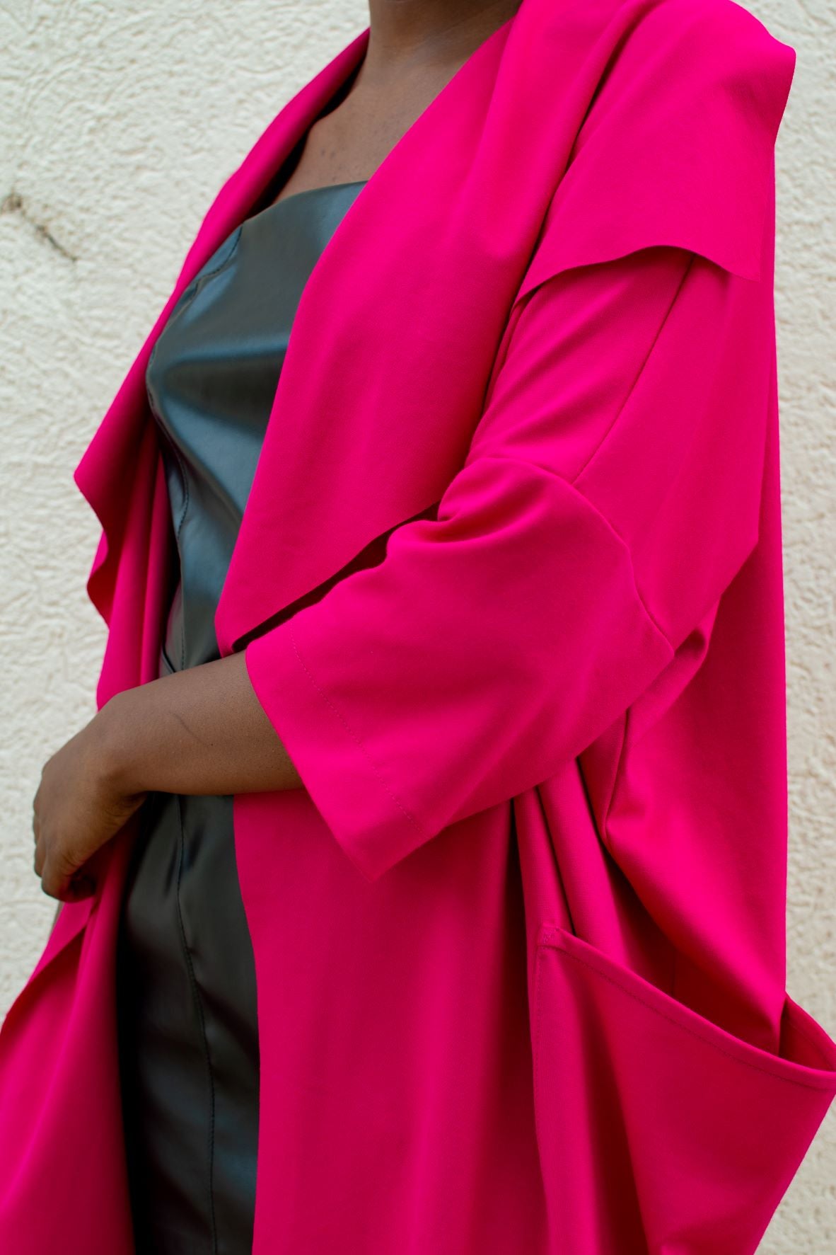 Kate | Fuchsia 3/4 Sleeve Coat