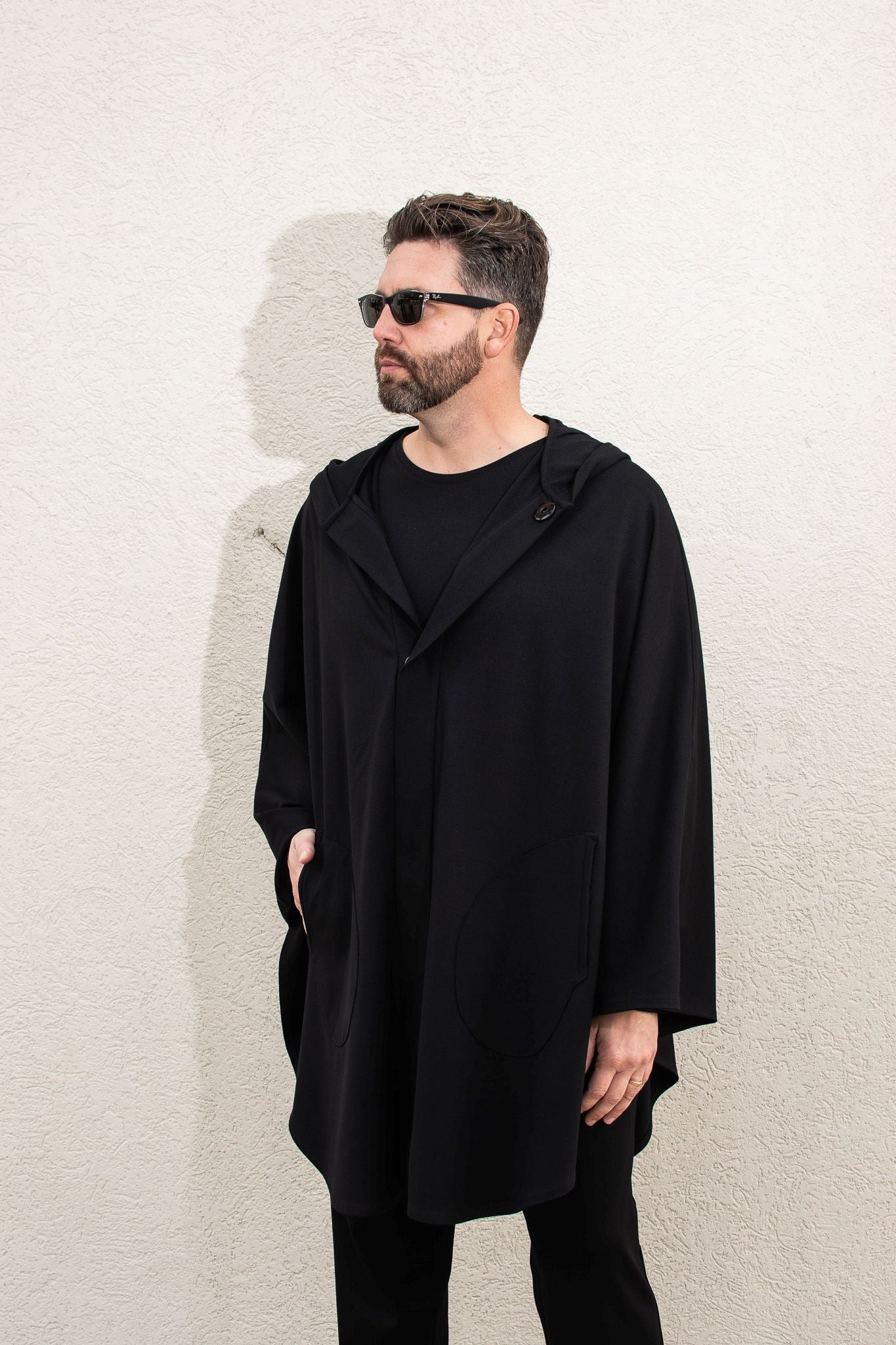 Charles | Wide Hooded, Medium Weight Men’s Cape with Pockets