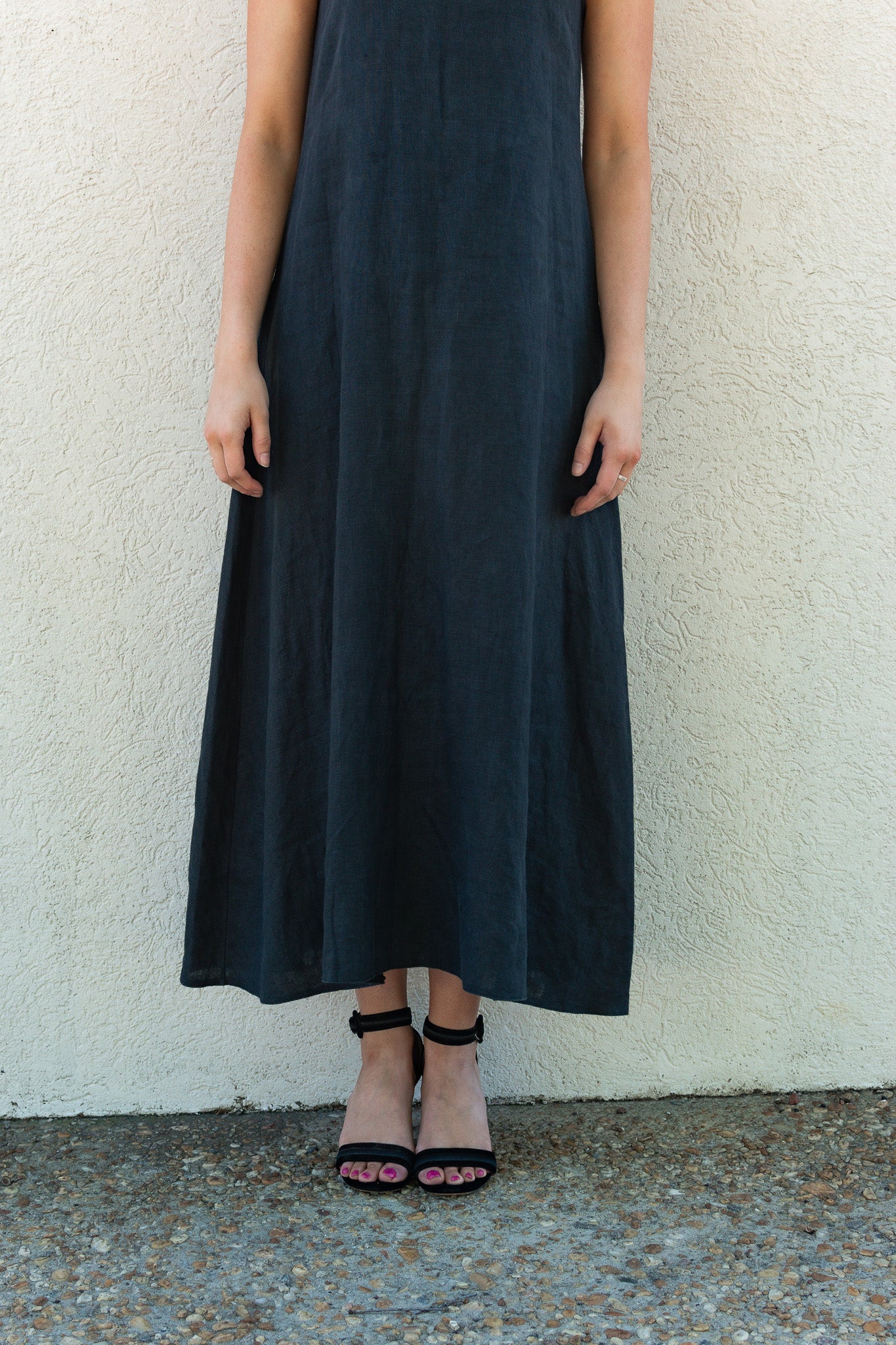 Lola | Black A-Line Maxi Linen Dress