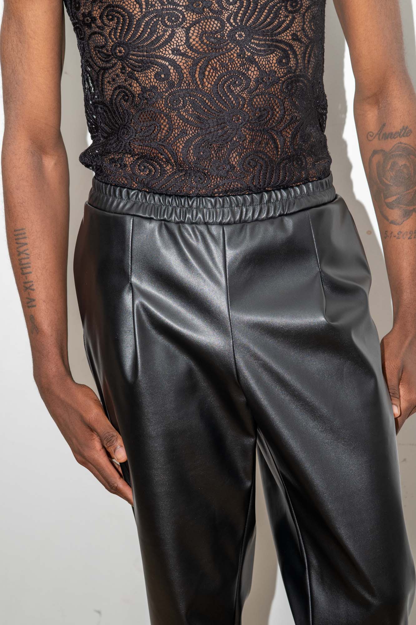 Anthony | Black Faux Leather Pants