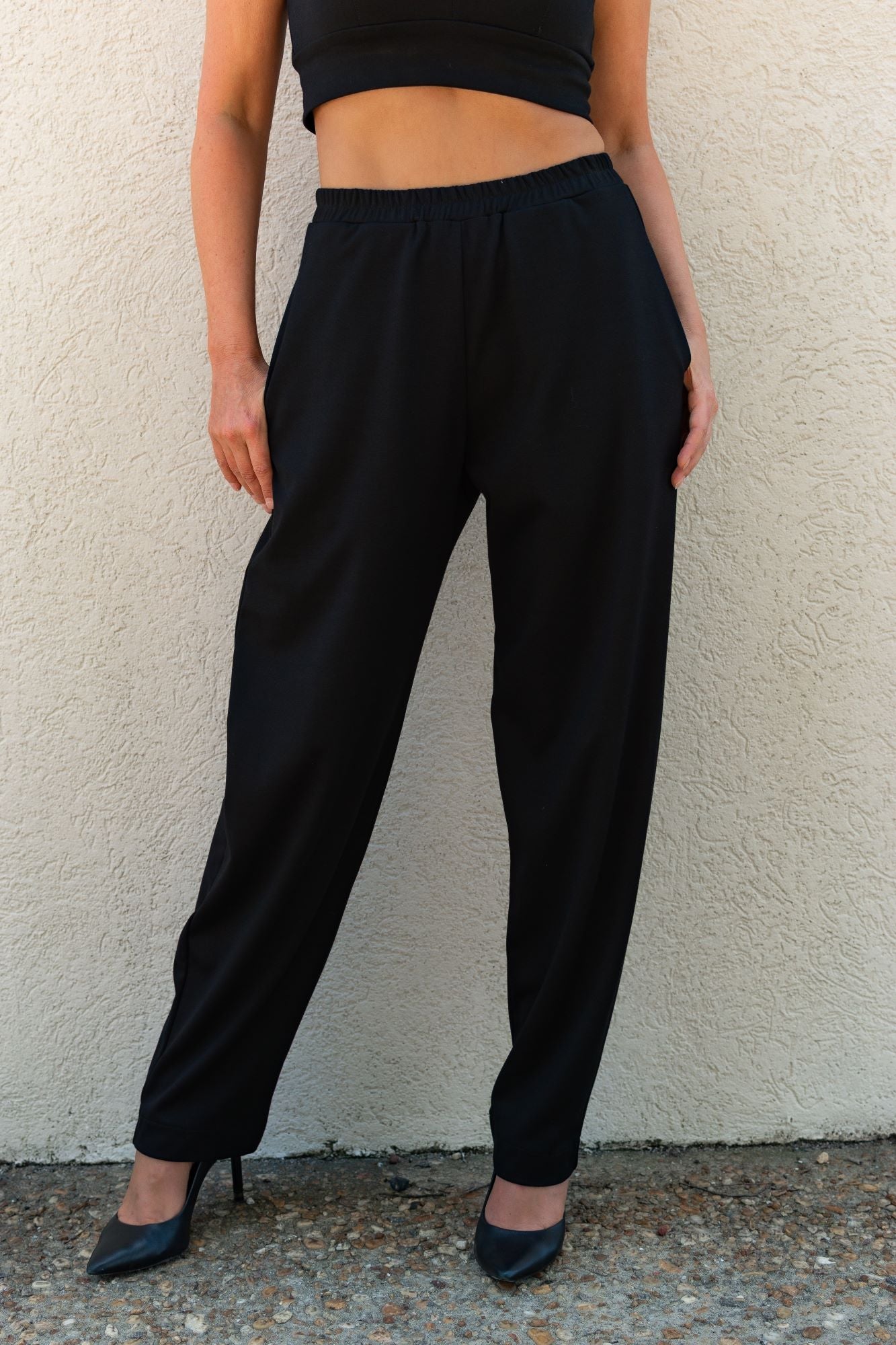 Madison |Black Regular Tapered Ponte Pants