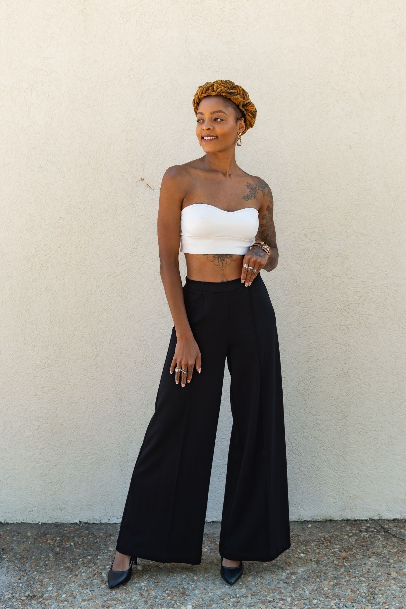 Morgan I Black Ponte Wide Leg Pant