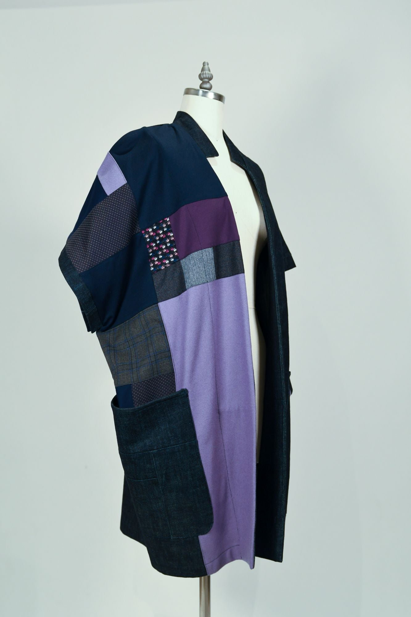 Lilac Crossing | One-of-a-kind Denim Patchwork Kimono Coat