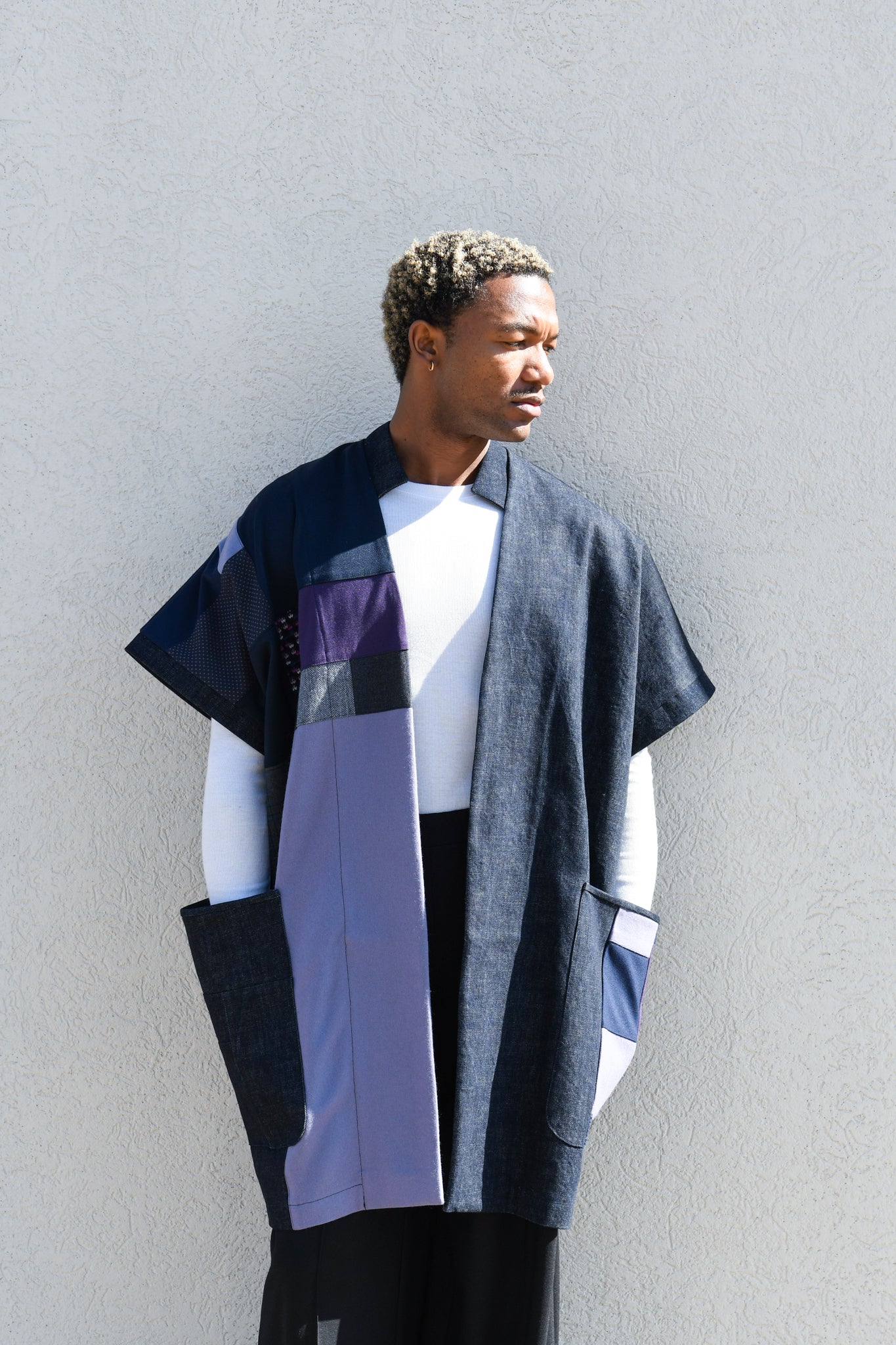 Lilac Crossing | One-of-a-kind Denim Patchwork Kimono Coat