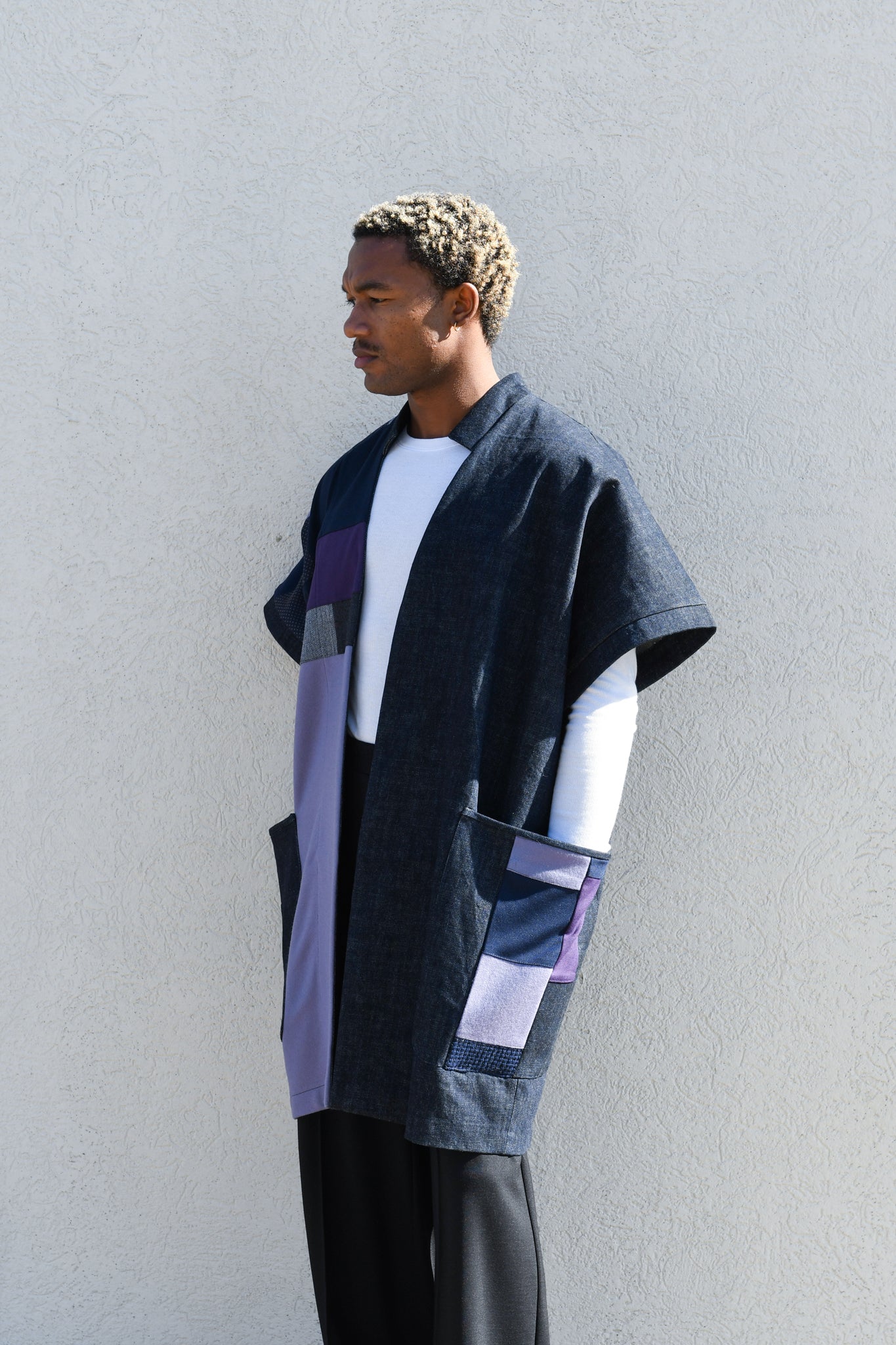 Lilac Crossing | One-of-a-kind Denim Patchwork Kimono Coat