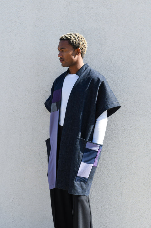 Lilac Crossing | One-of-a-kind Denim Patchwork Kimono Coat