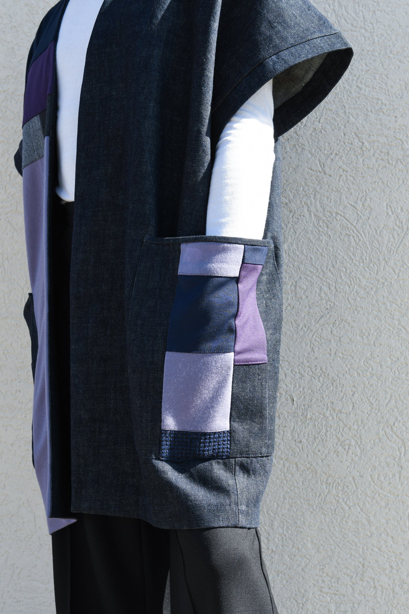 Lilac Crossing | One-of-a-kind Denim Patchwork Kimono Coat