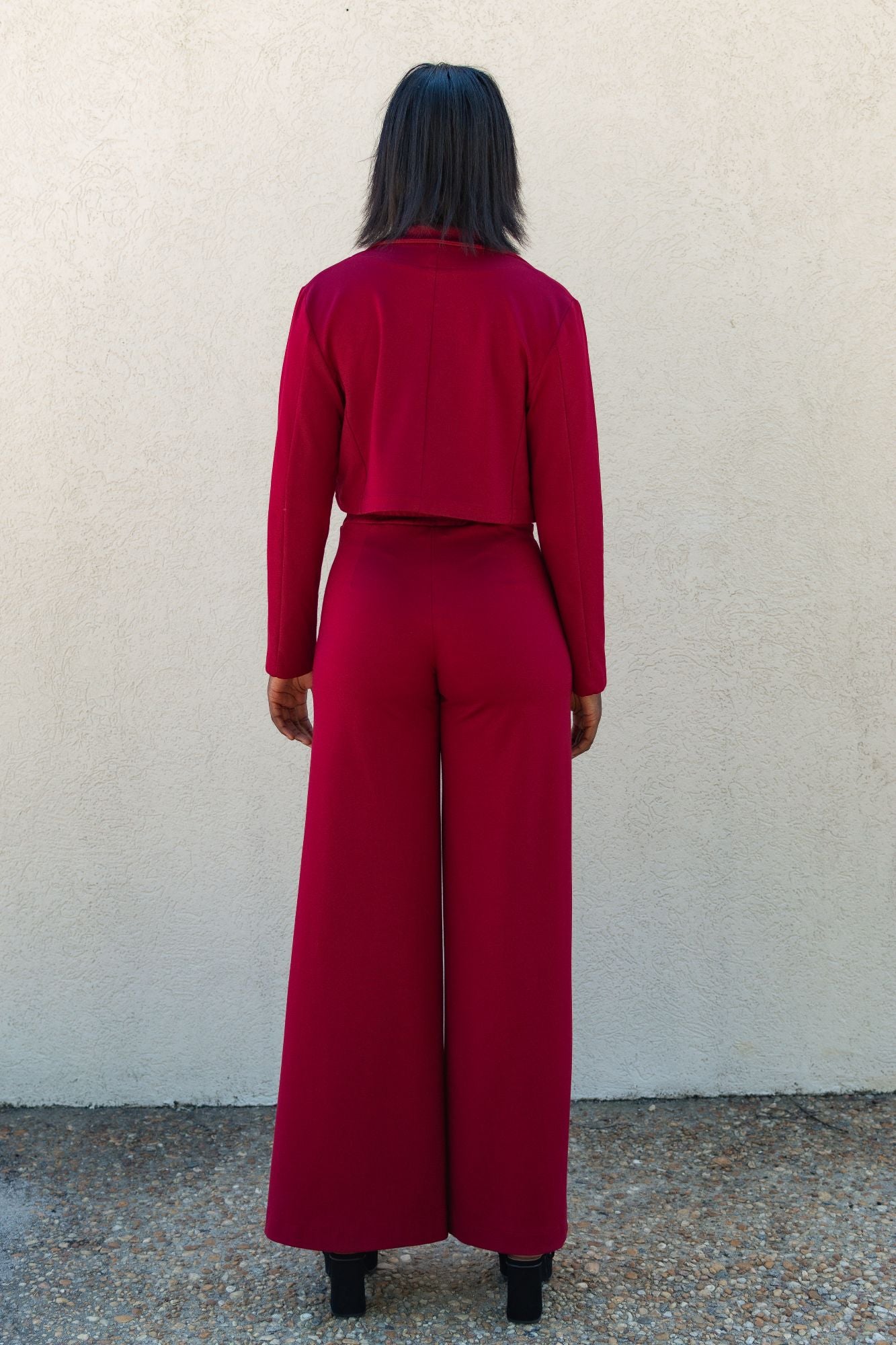 Vanessa | Red Ponte Waist Length Blazer