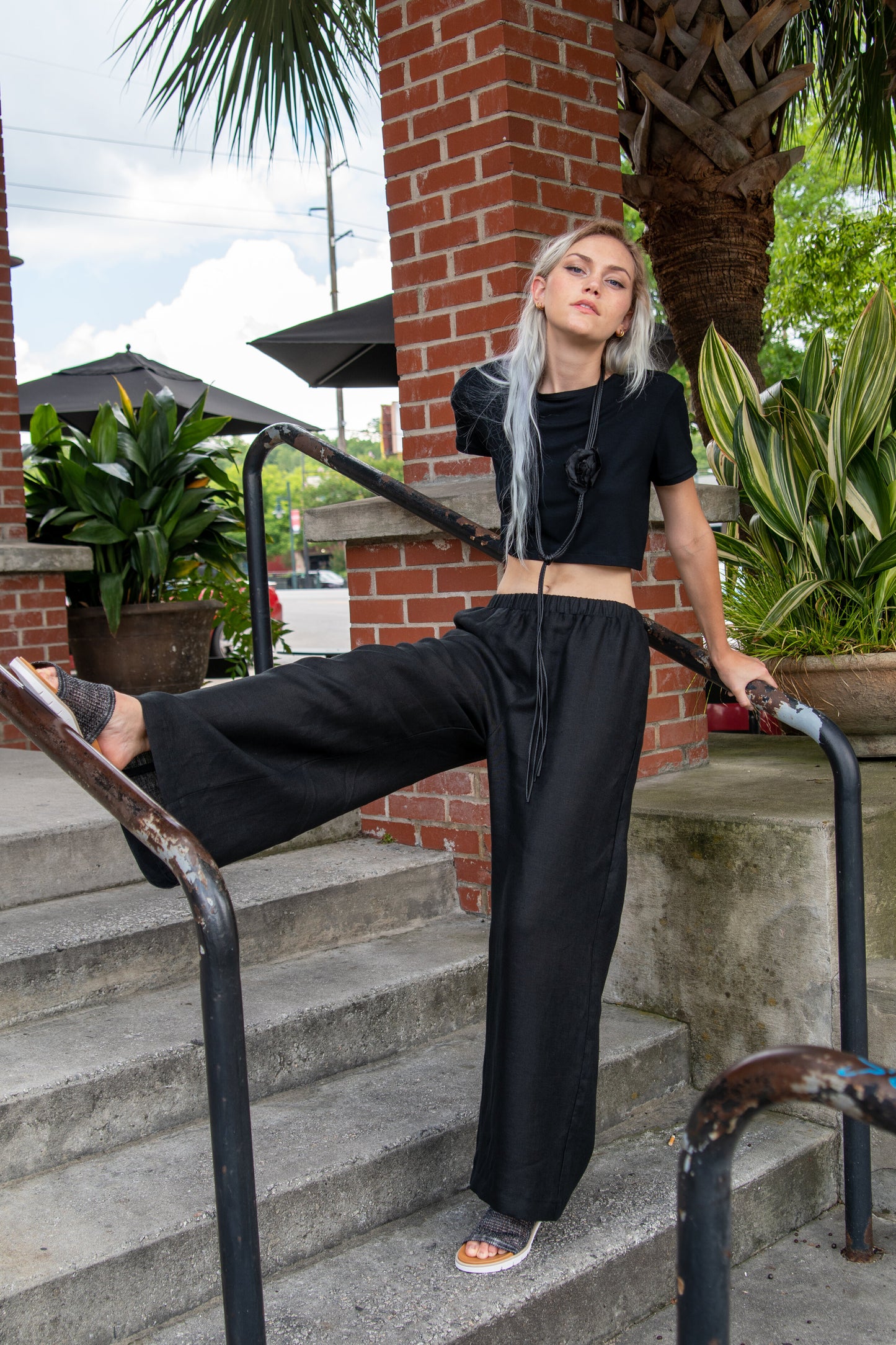 Paula | Black Wide Leg Linen Pants