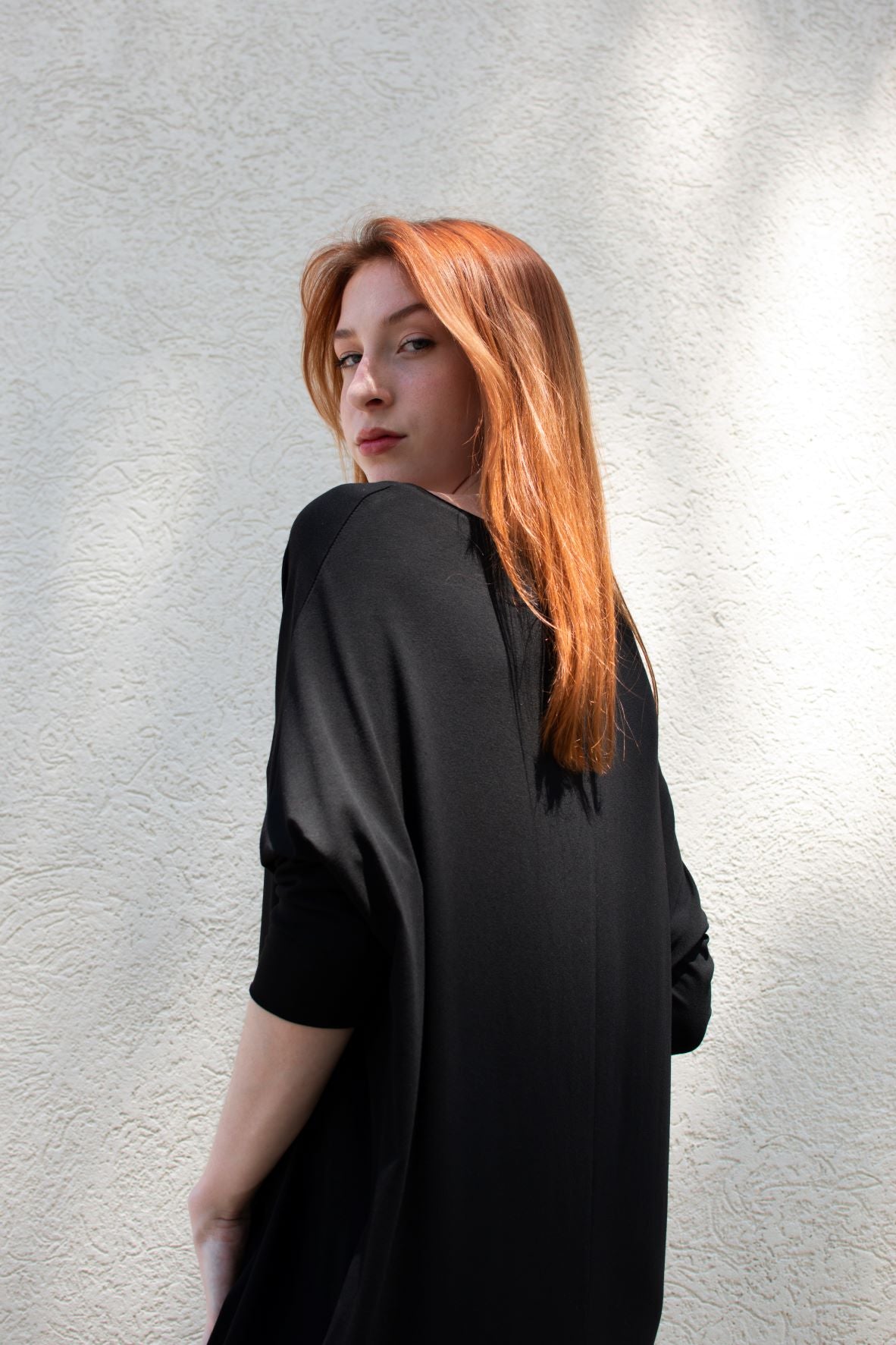 Ivy | Black Dolman Sleeve Mini Jersey Dress