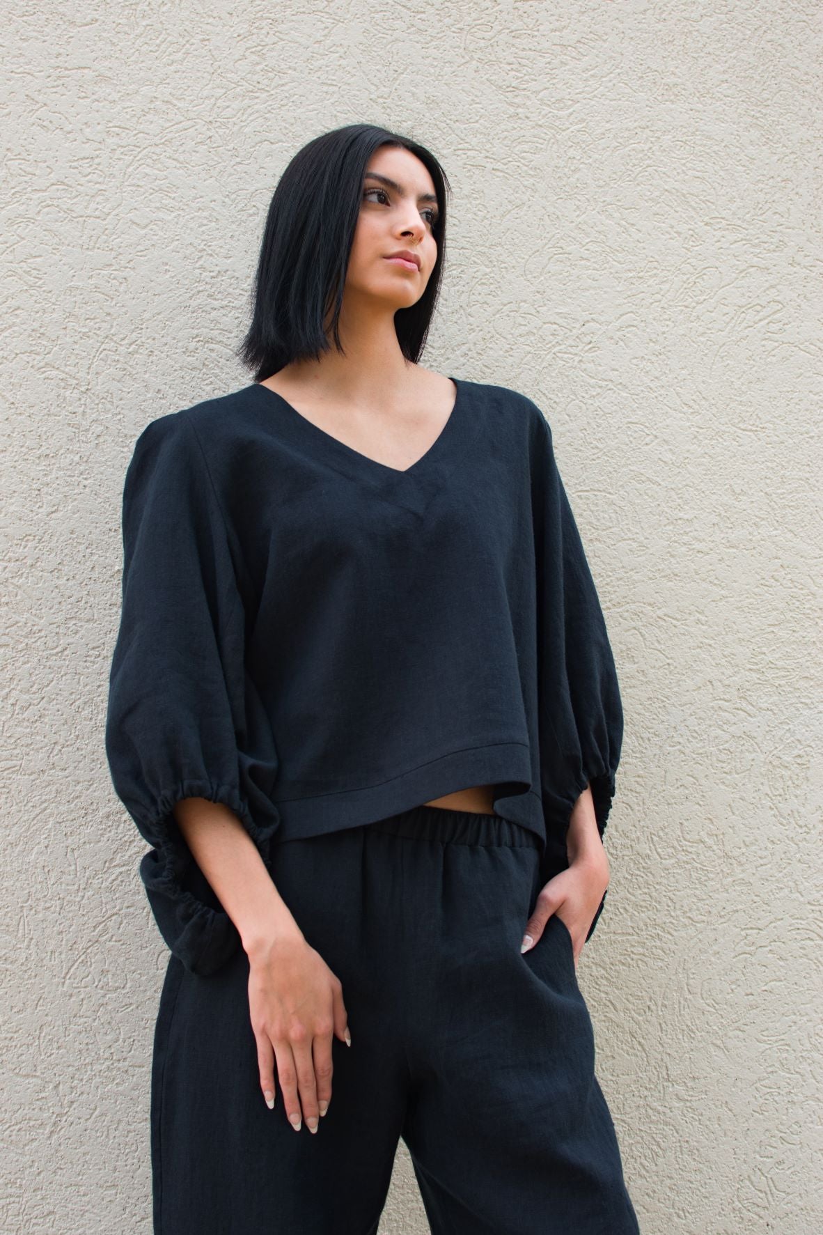 Paula | Black Wide Leg Linen Pants