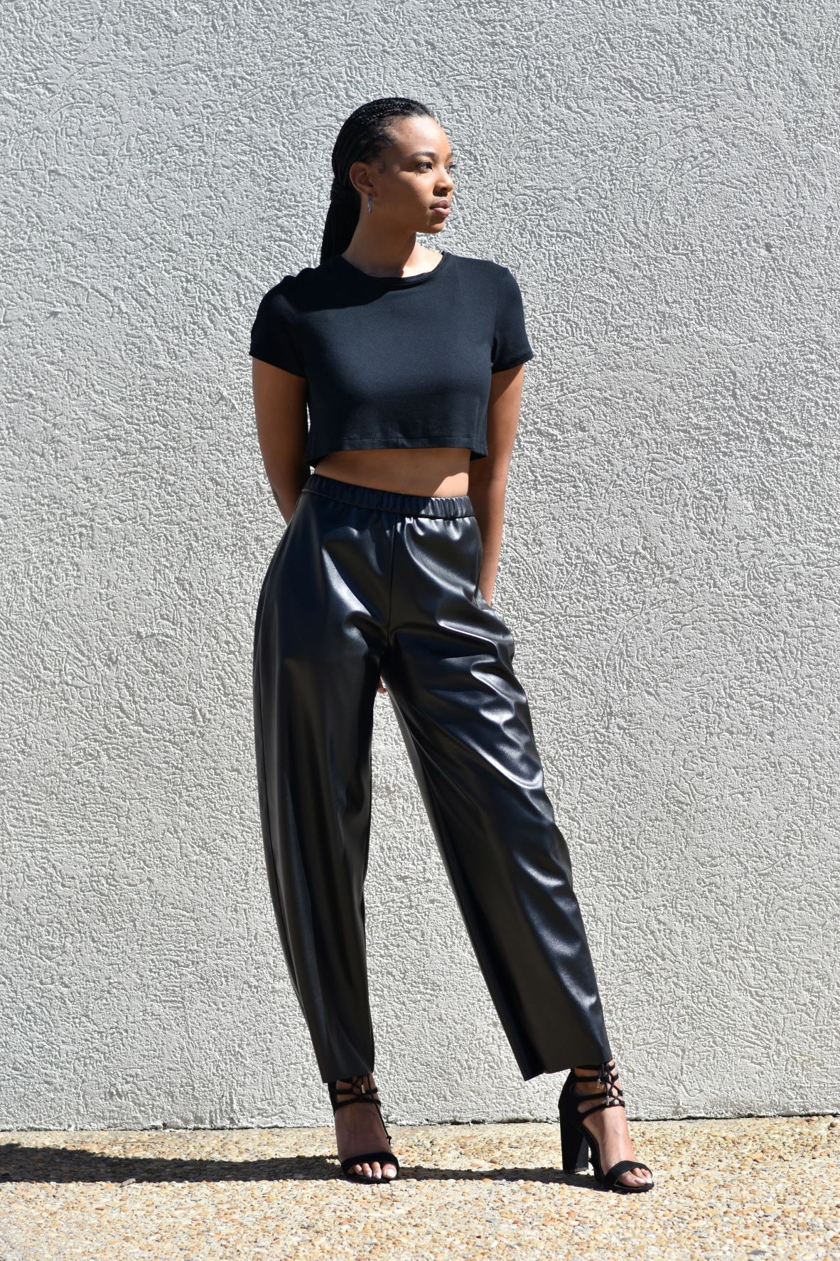 Maddie | Black Faux Leather Pants