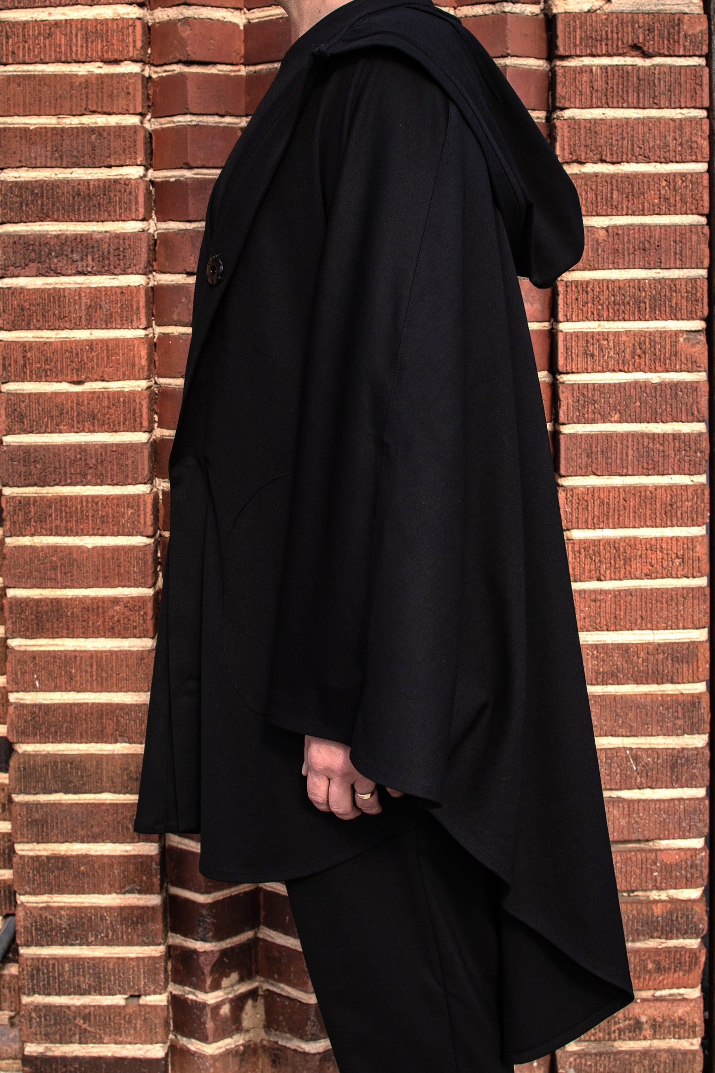 On sale, hooded cape coat