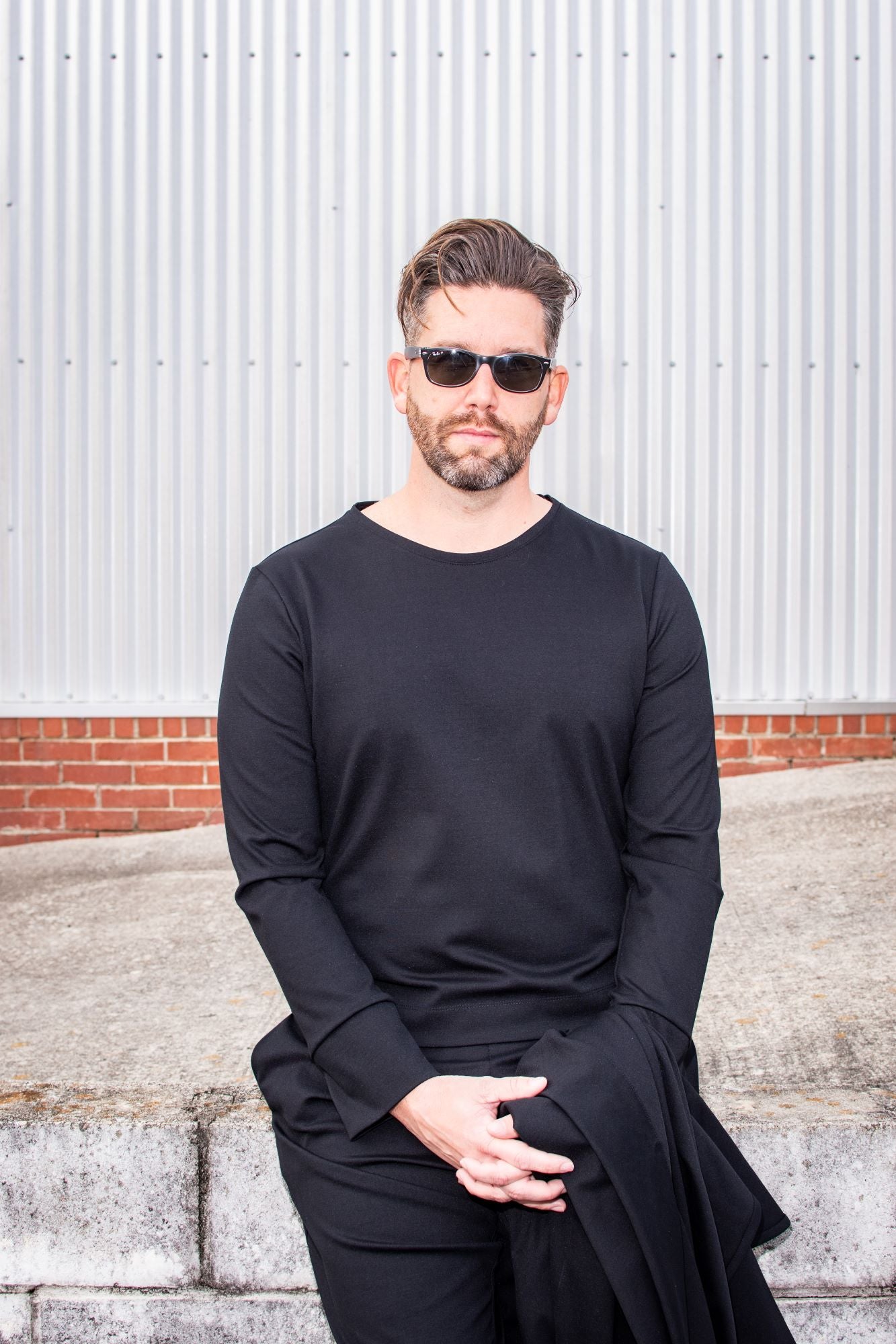 Aaron | Classic Long Sleeve Black Crewneck
