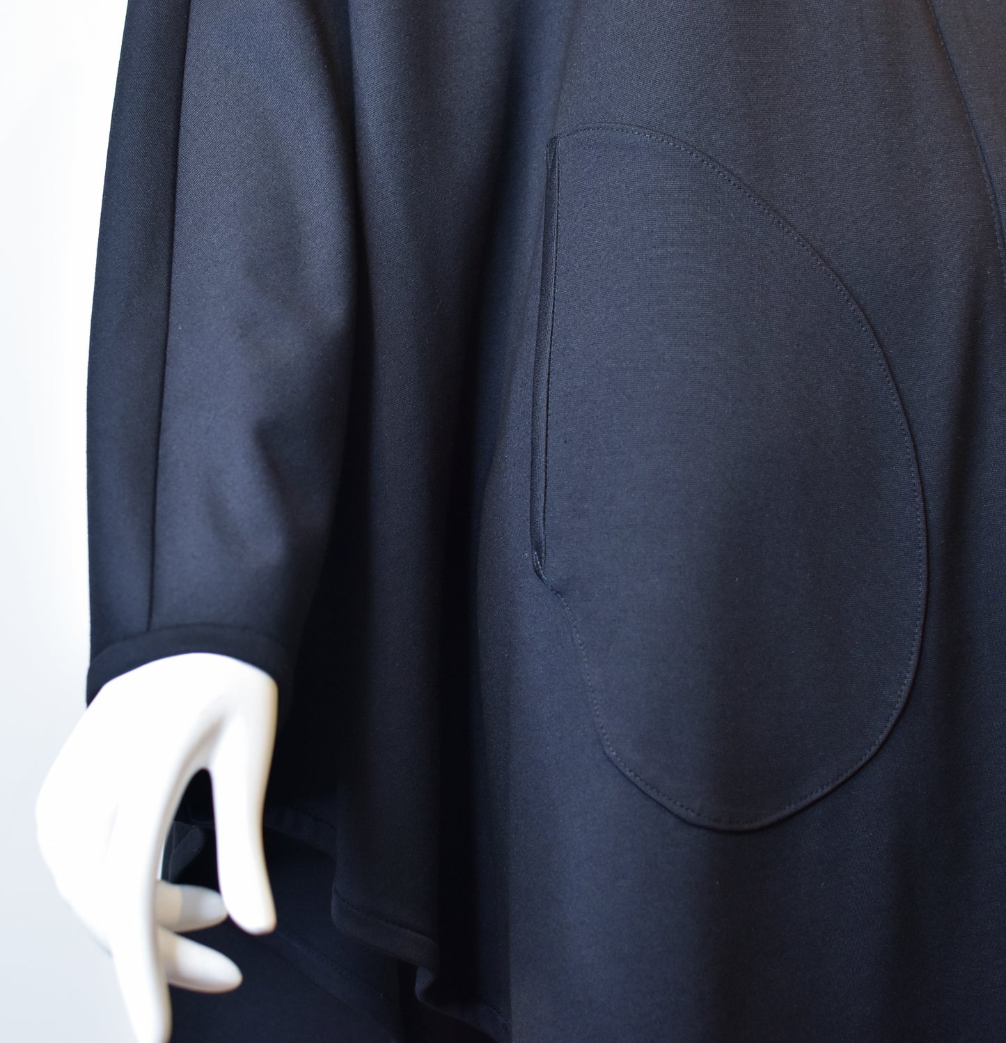 Charly | Black Heavy Knit Cape with Hood and Pockets