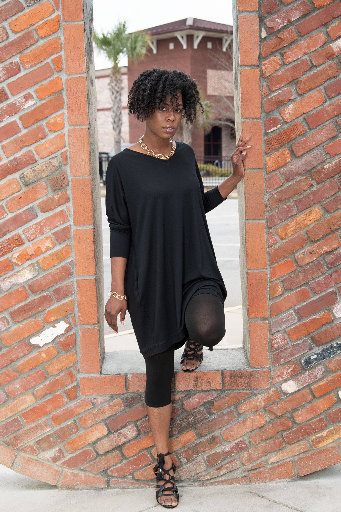 Eva | Black Oversized Cocoon Jersey Top