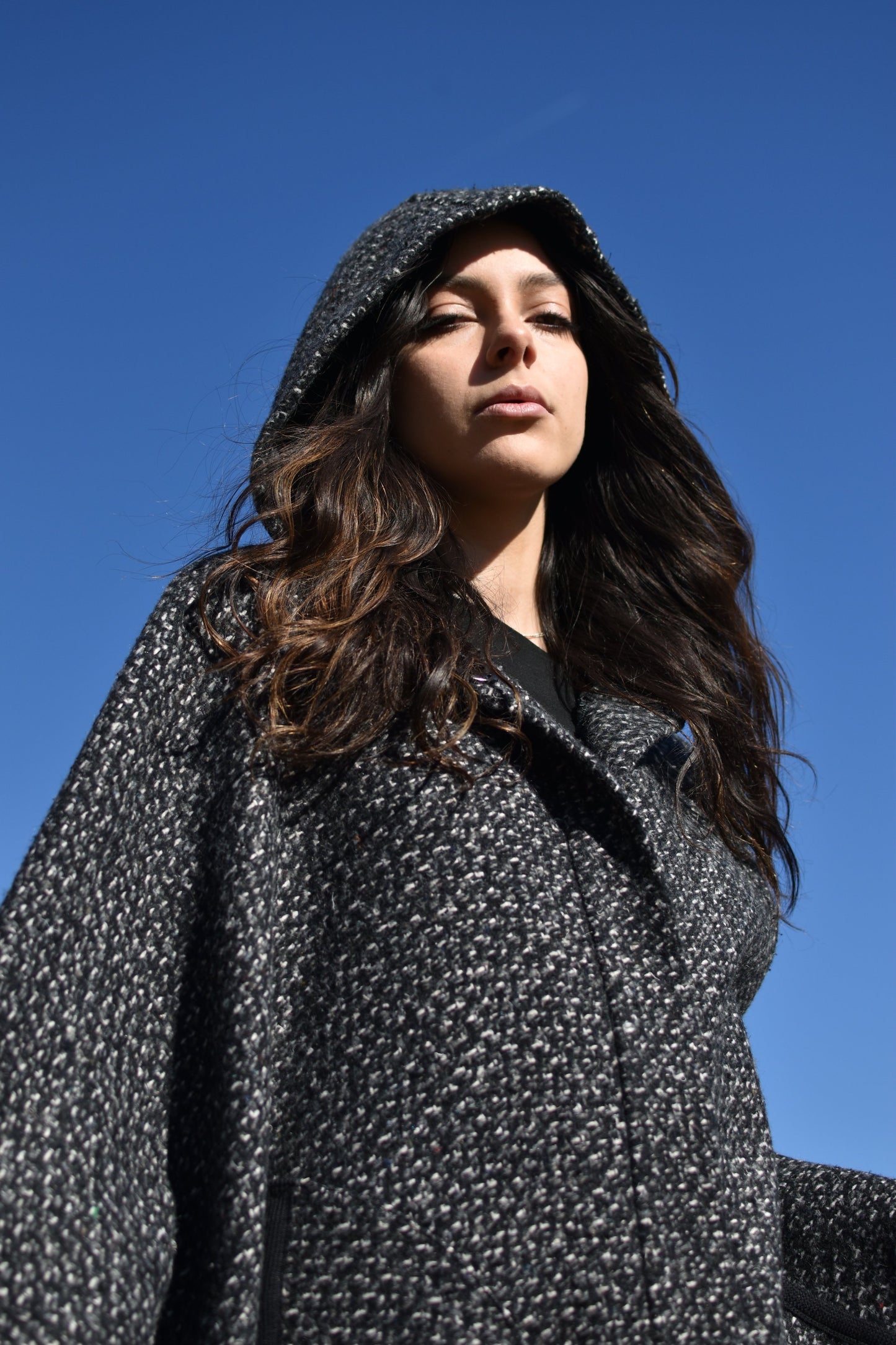 Camila | Hooded Wool Cape with Pockets