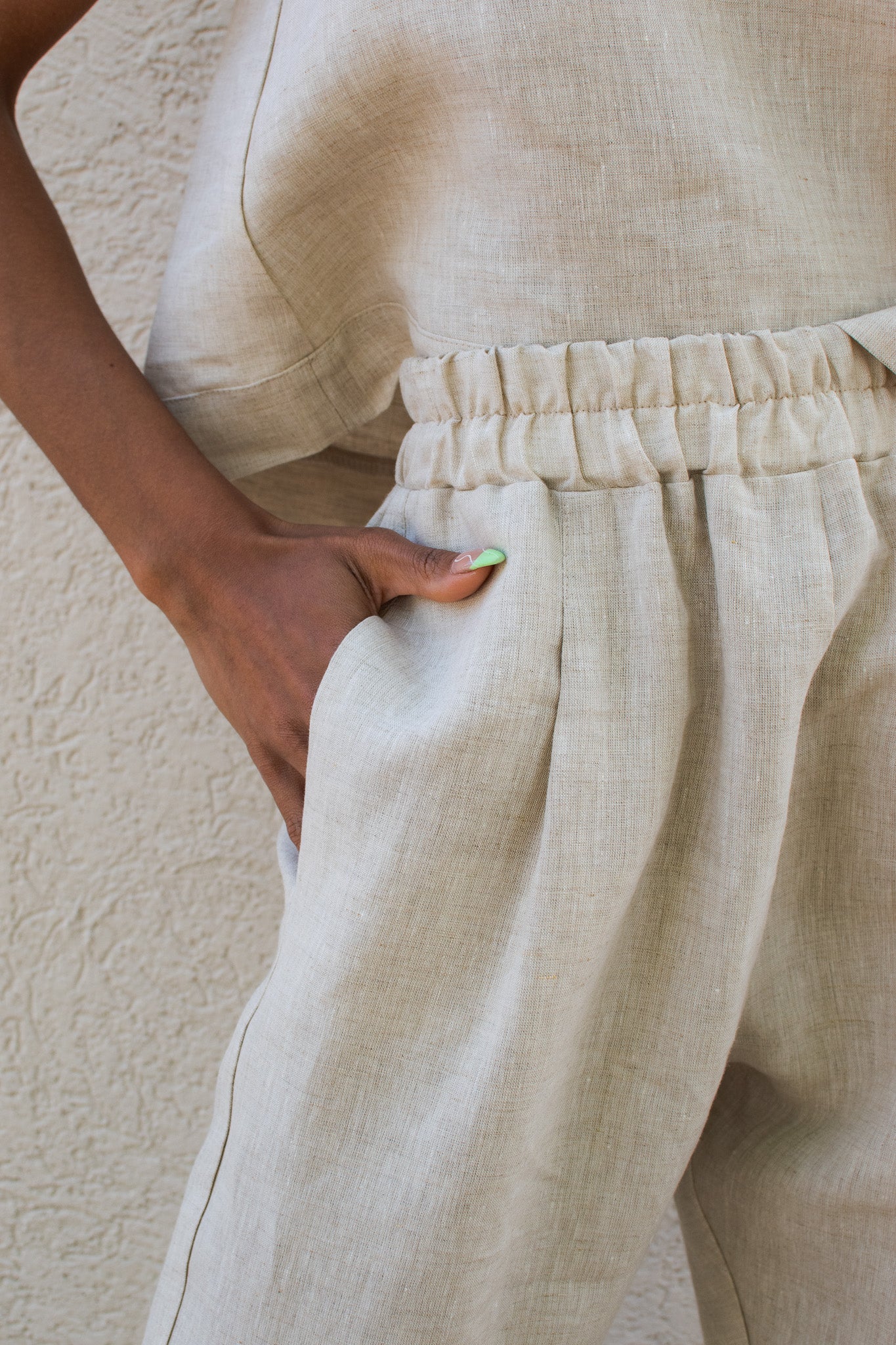 Carmen | Beige Low-Crotch Linen Pants